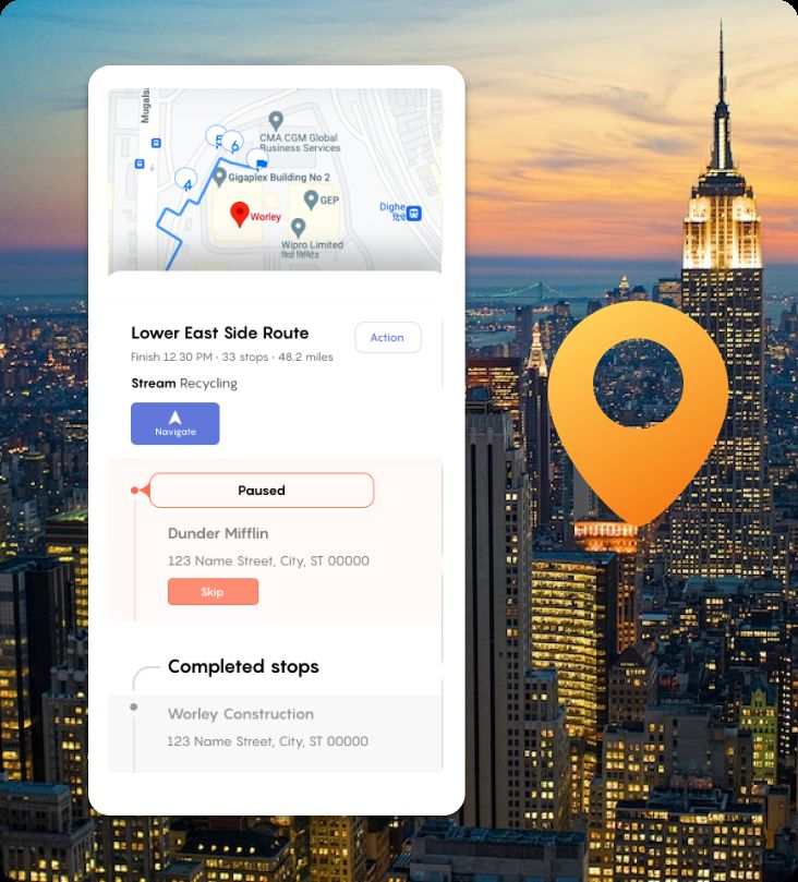 CurbWaste mobile app interface for waste-hauling operations