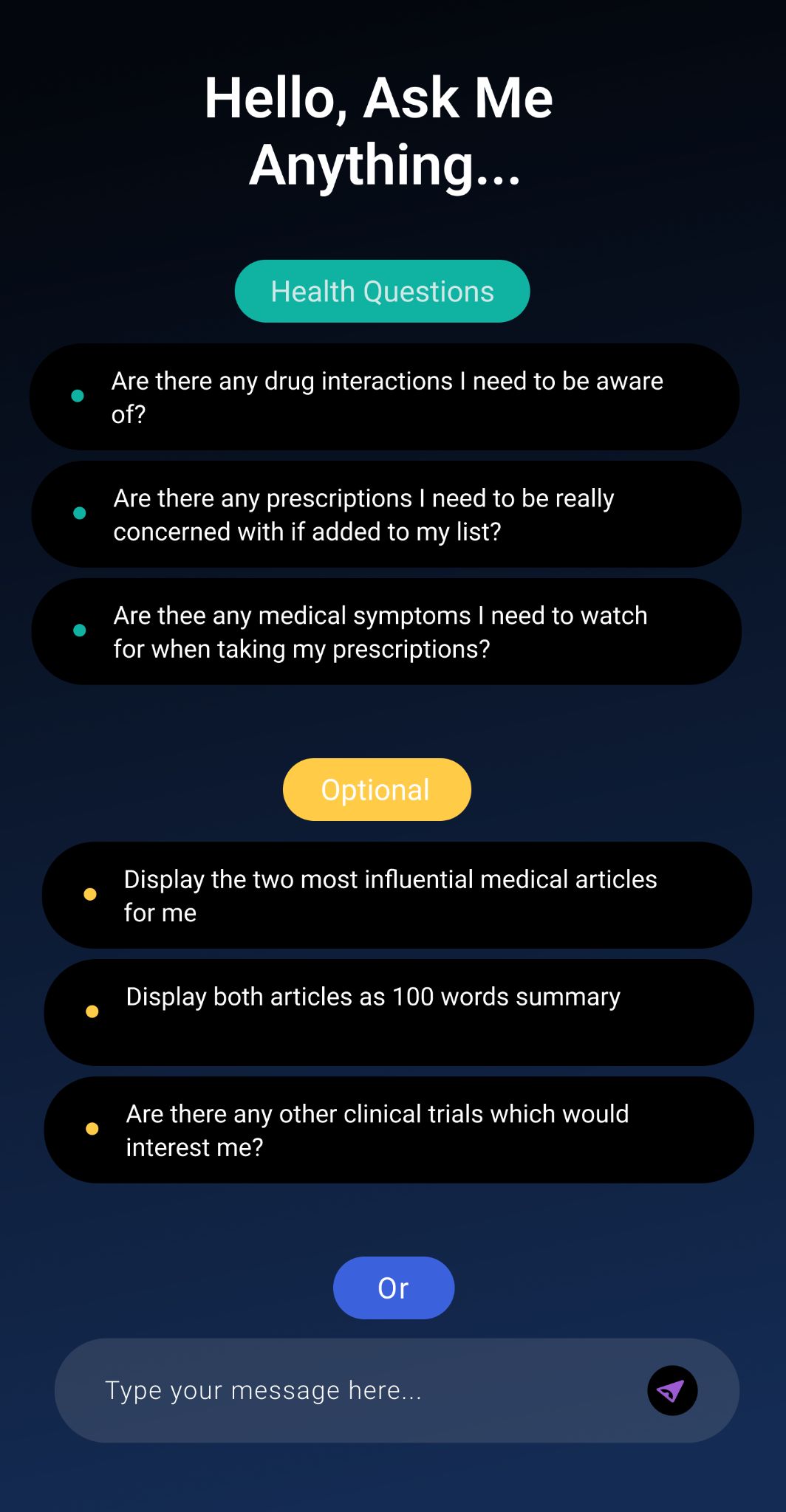 Medlife.ai medical assistant mobile conversation interface